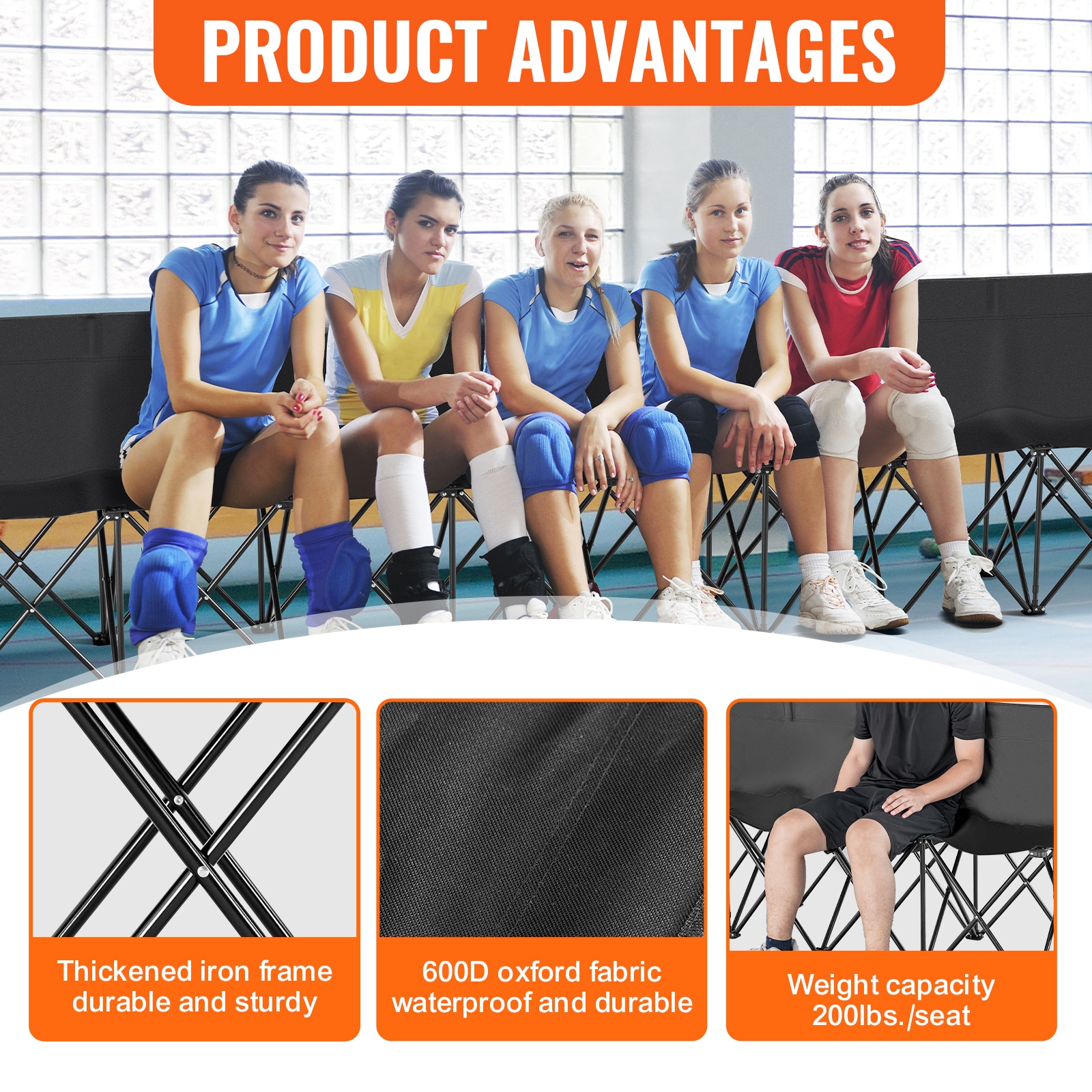 8 Seat Portable Folding Bench For Sports Events And Camping_voghion.com